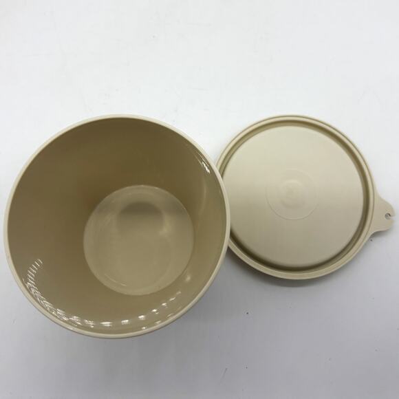 Vtg Tupperware Condiment Harvest Gold Caddy 757-9 Almond Creamer 1414-2 Spoon - Picture 4 of 10